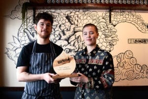 Dominic Sherriff, Bonsai Plant Kitchen, Brighton Interview. Dominic receiving the BRAVO trophy