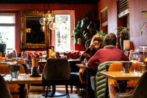 Diners enjoying a meal at Terra restaurant at Tottington manor. Pictured, tables, glasses, mirrors