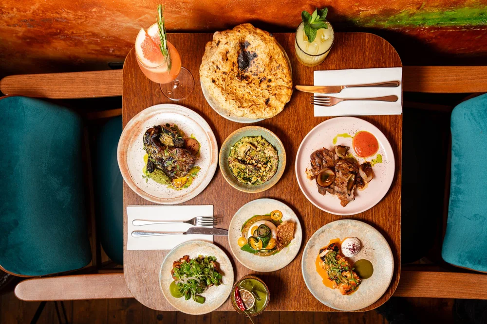 table of food from above