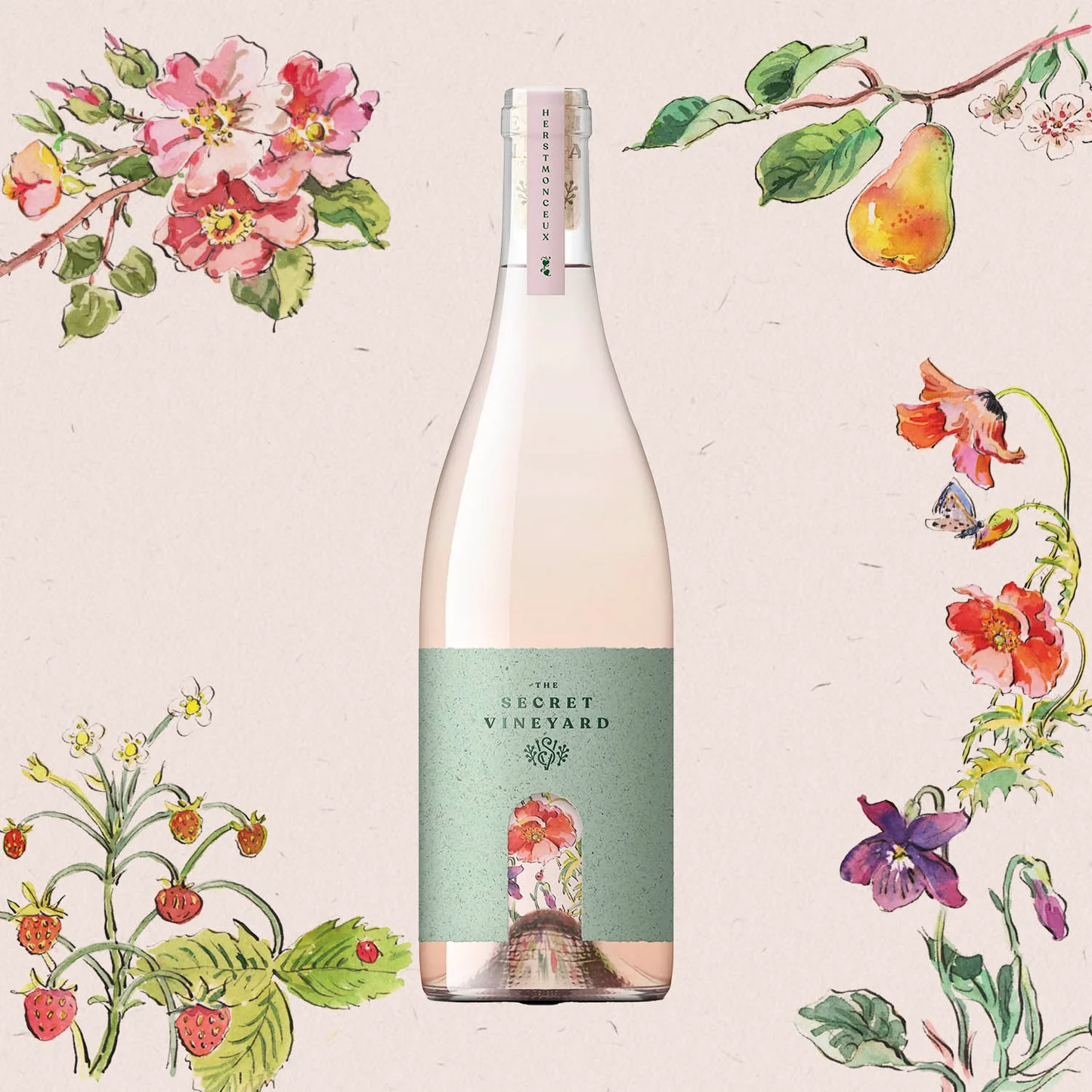 Herstmonceux - Bottle of Rose at Secret Vinyard.