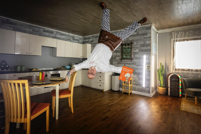Nick Jaye - Dyslexic Chef, upside down in kitchen