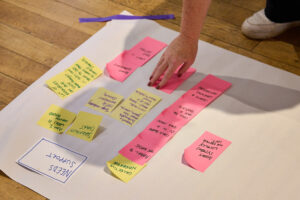 post it notes of different colours on a piece of white paper