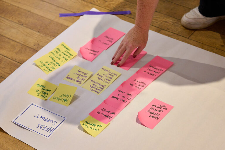 post it notes of different colours on a piece of white paper