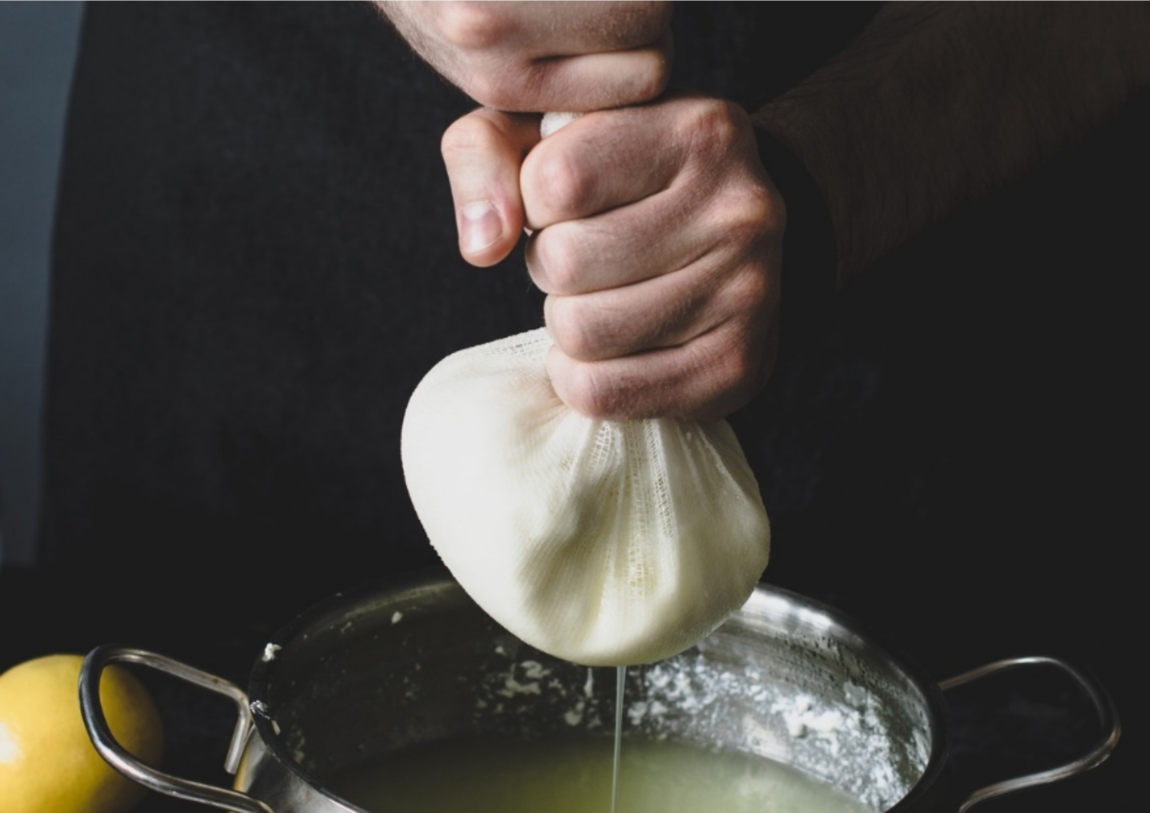 Ricotta being made out of leftover milk