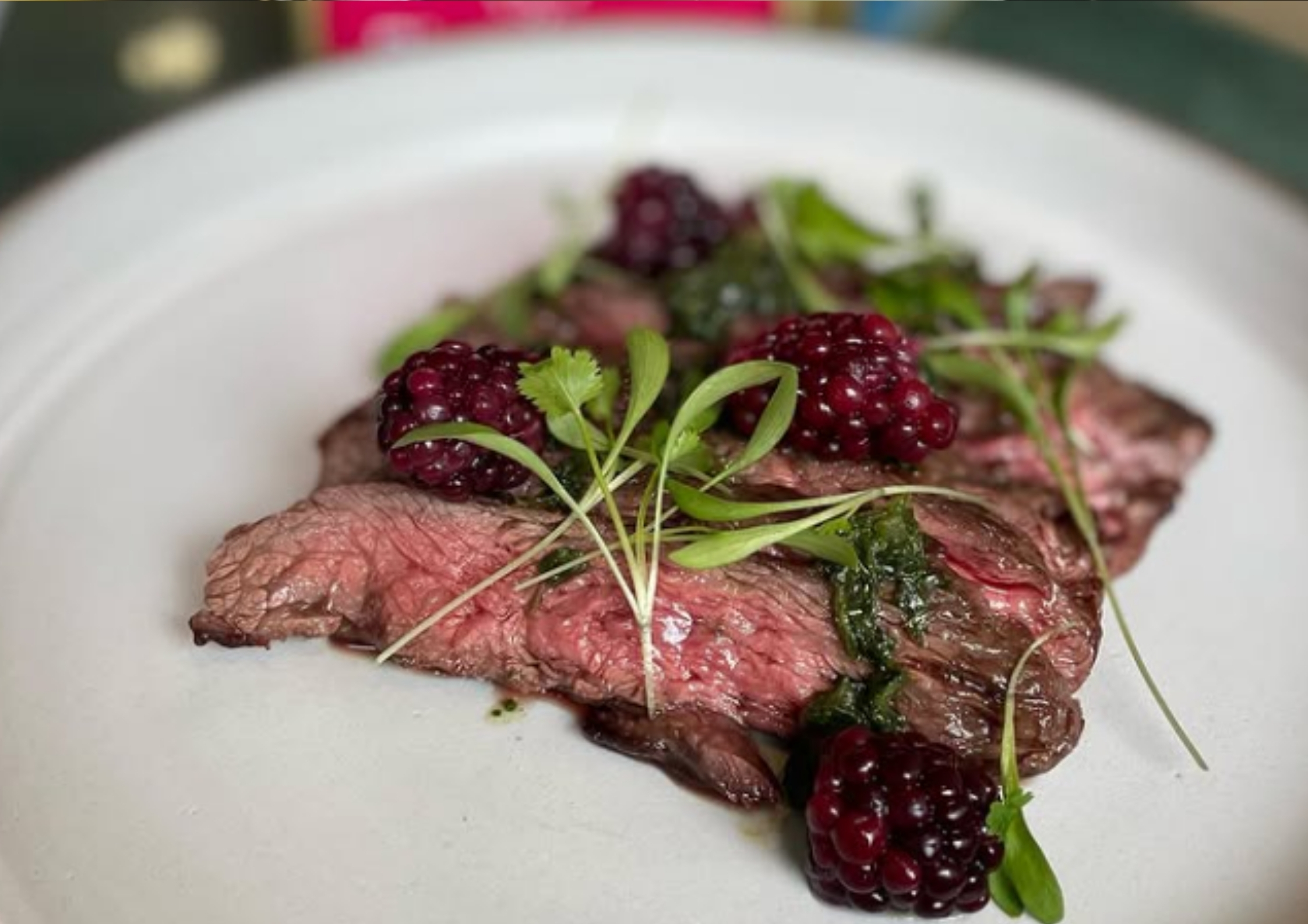 blackberries preserved, then used to dress a beef dish