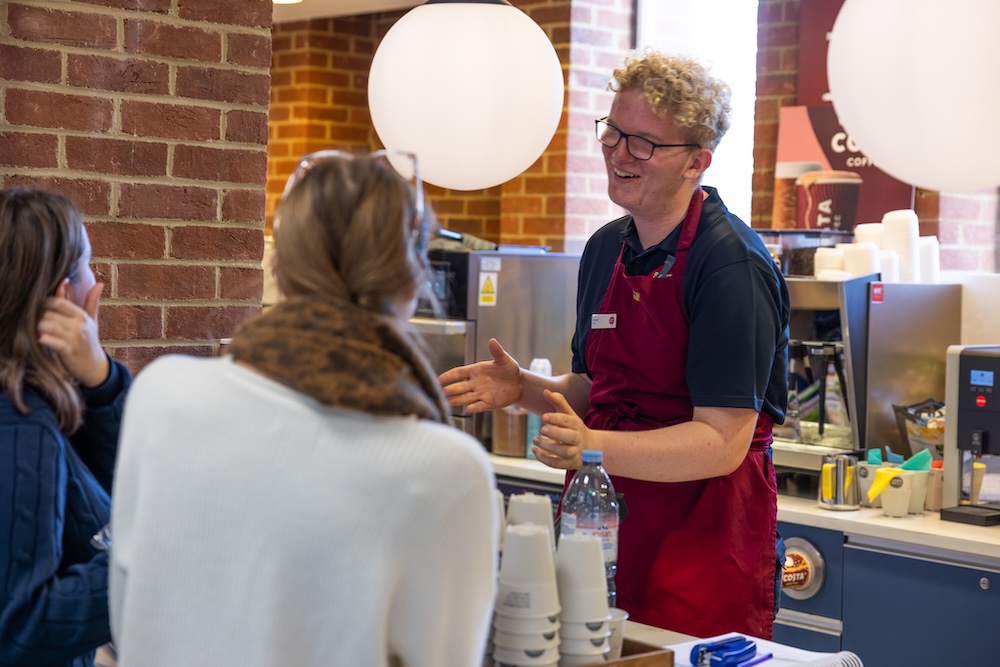 Hospitality interns training at University of Sussex with Chartwells Universities.