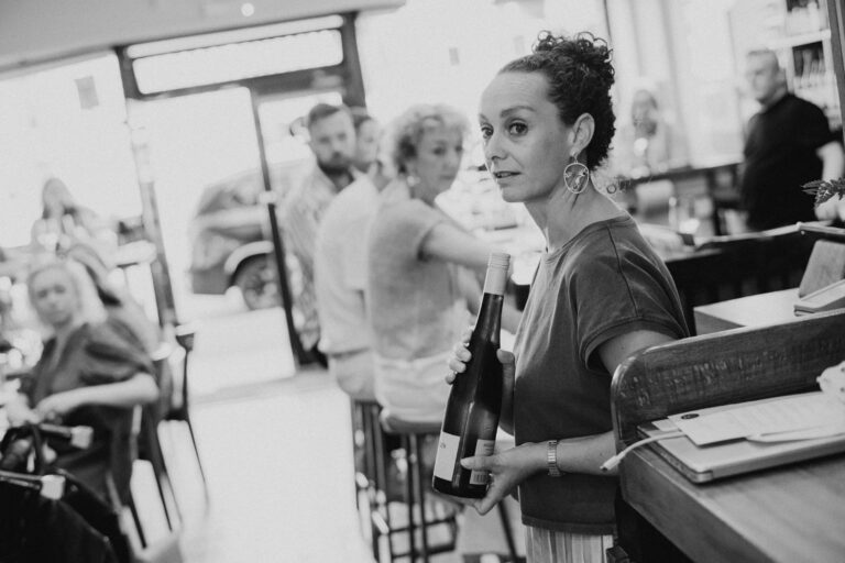 Anna Reilly at Fourth and Church. Black and White Photo.