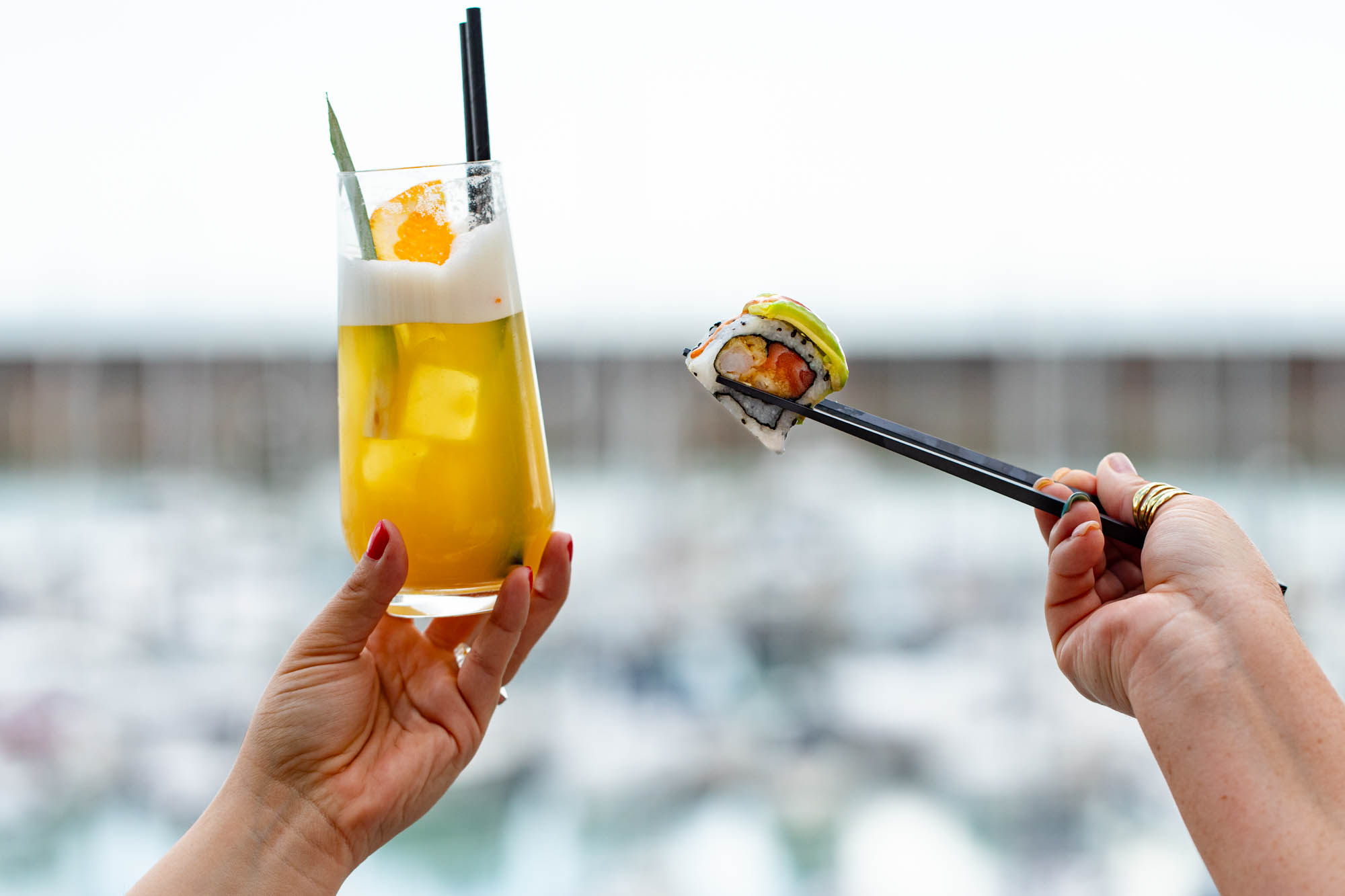 cocktails and sushi at Sora - Malmaison on Brighton Marina