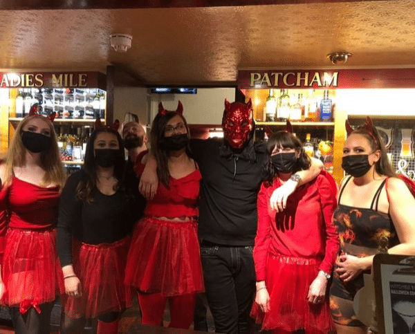 team in halloween costume