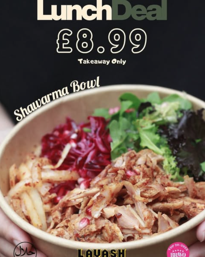 £8.99 Lunch Deal at Lavash in Brighton - Shawarma Bowl 