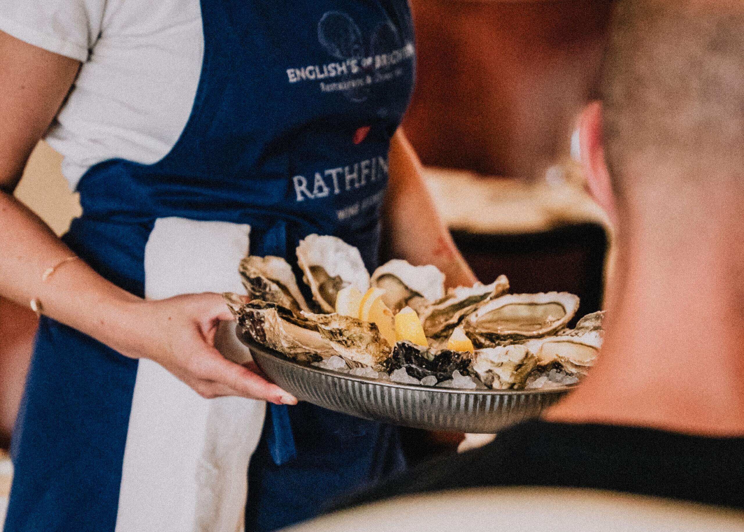 Close up shot of the oysters