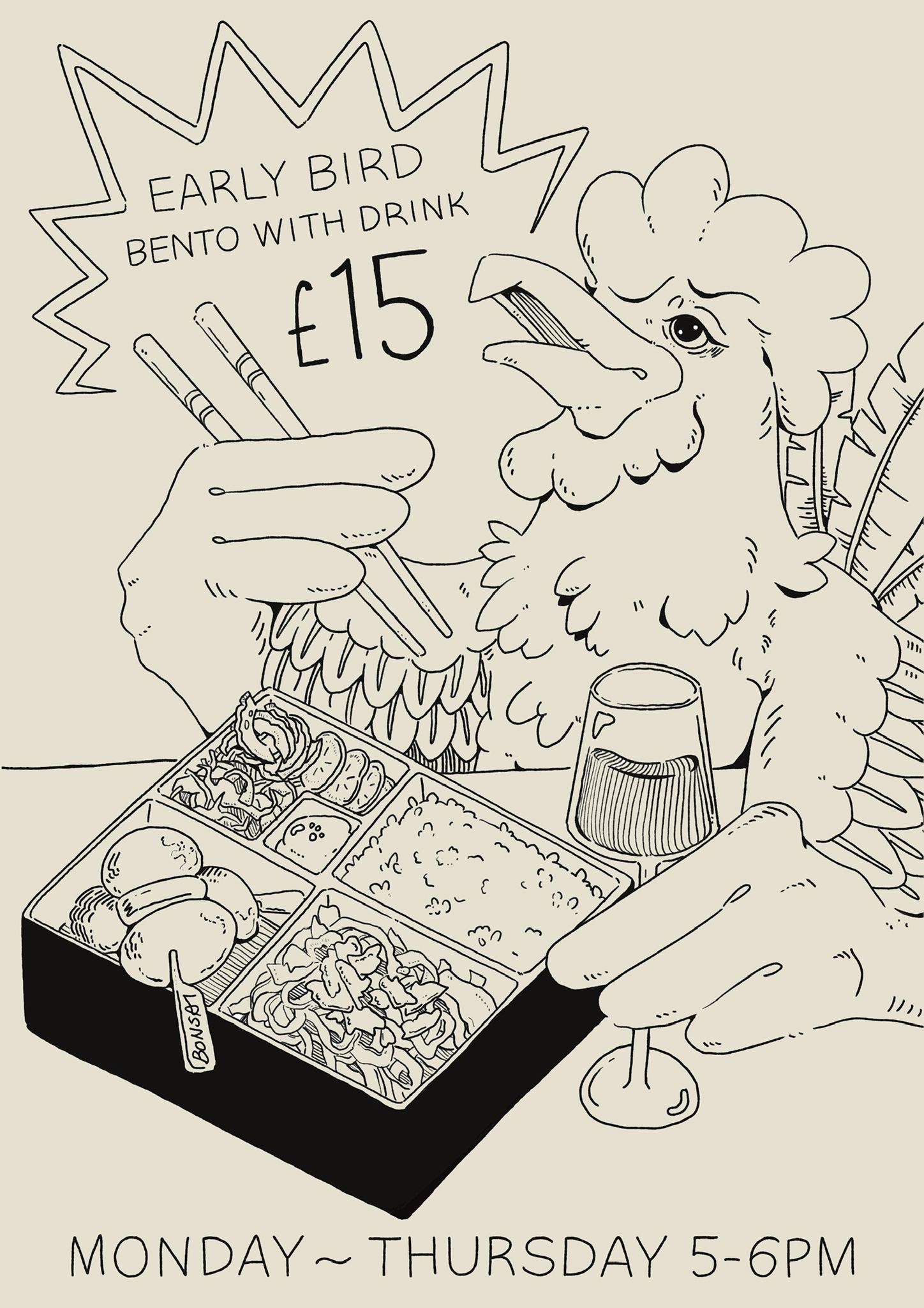 Early Bird Bento Box with Drink at Bonsai Plant Kitchen on Baker Street - £15