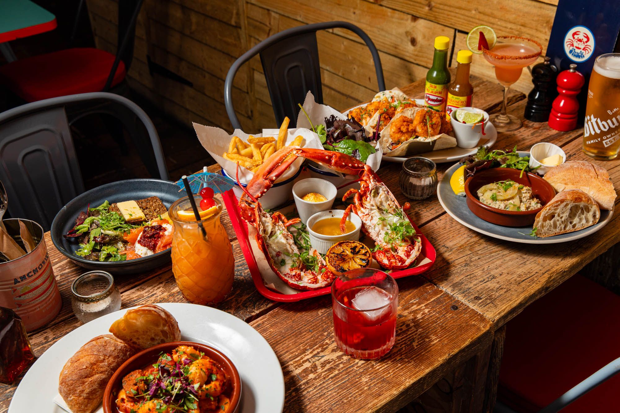 A delightful table of food at Crabshack in Worthing. Runner up to Best Sussex Restaurant 2026